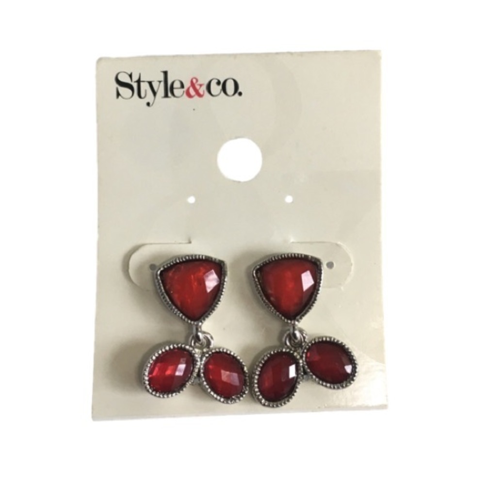 Style & CO. BERRY RED‎ DANGLING EARRINGS